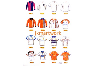 Luton Town FC Retro Shirts Wall Art Print